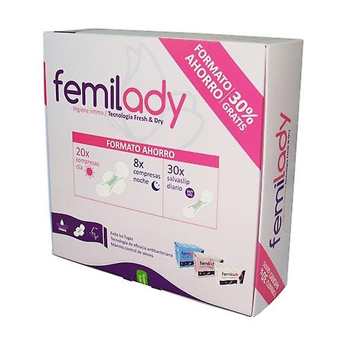 Pack of day and night pads and panty liners 58 units