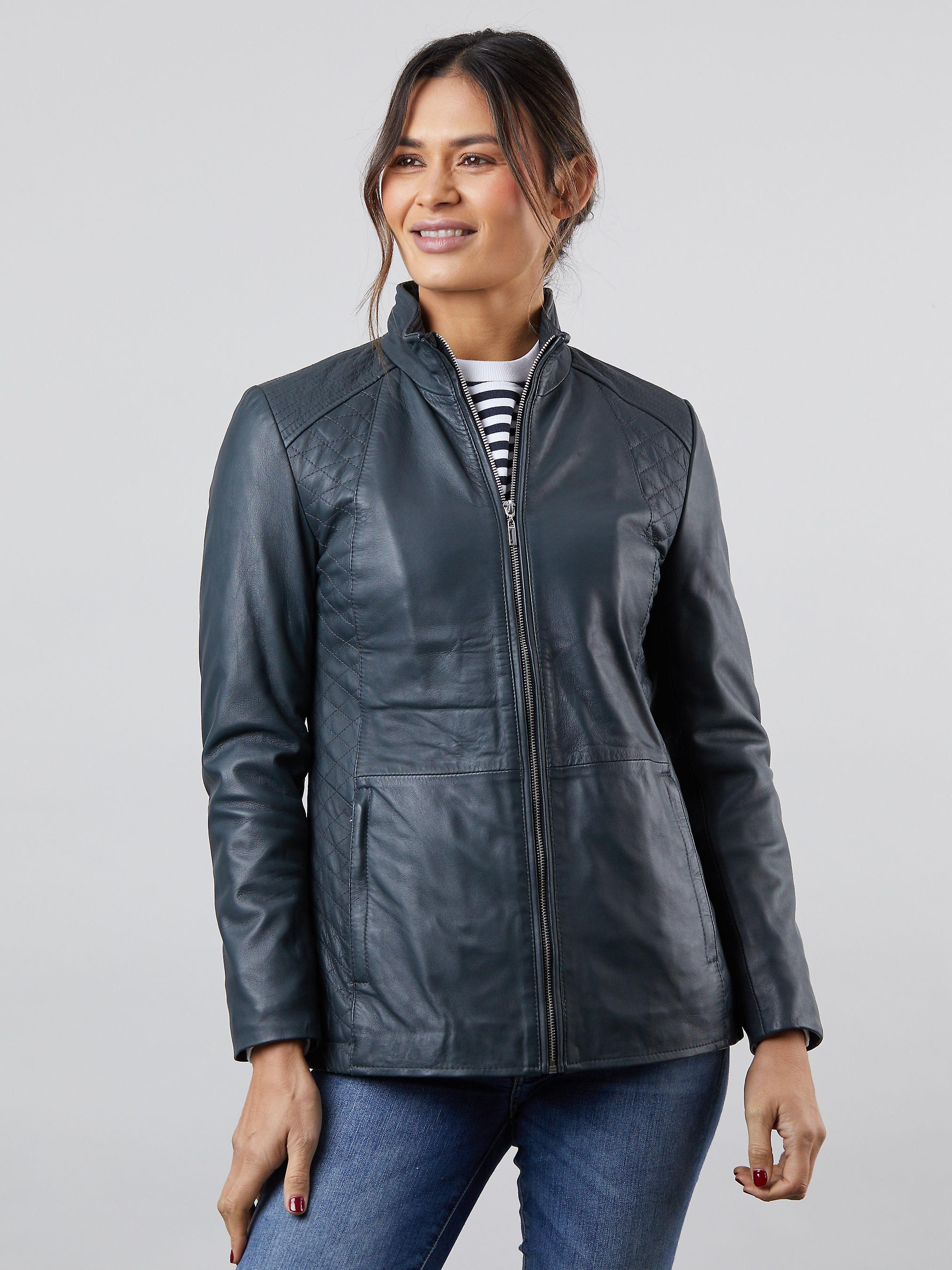 Coniston Leather Jacket in Orion Blue