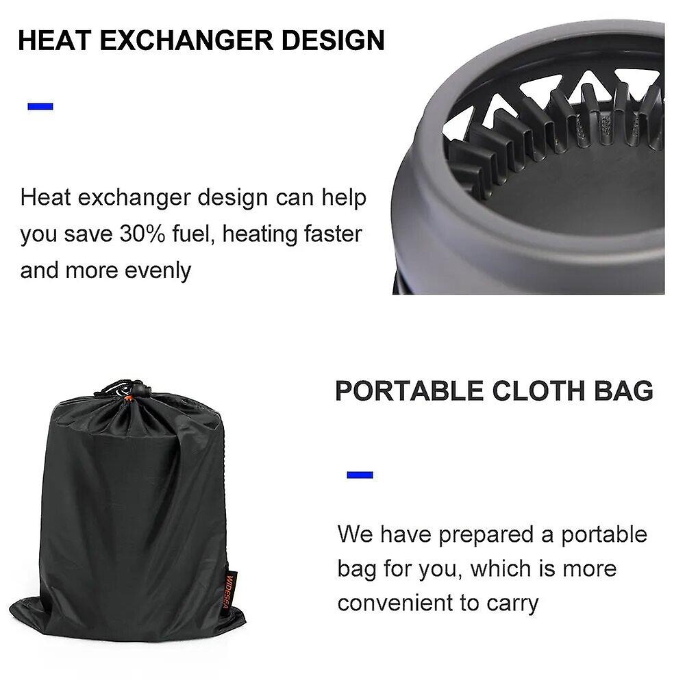 Ensemble de système de cuisson de cuisinière à gaz extérieure, pot à économie d'énergie, camping, 1400ml  18