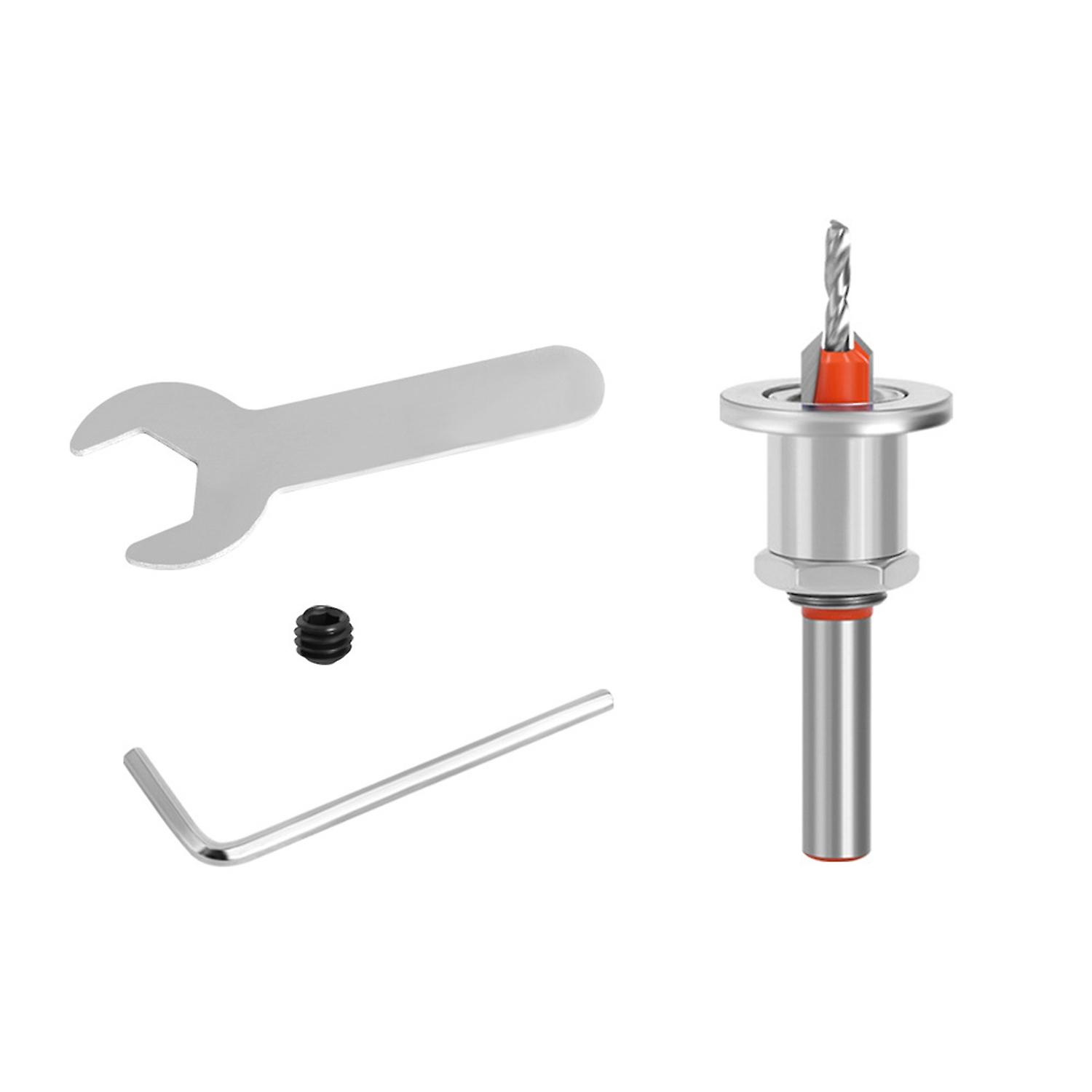 1 Set Countersink Drill Bit Conventional Round Design Alloy Cutter Head Adjustable Depth Taper Hole 