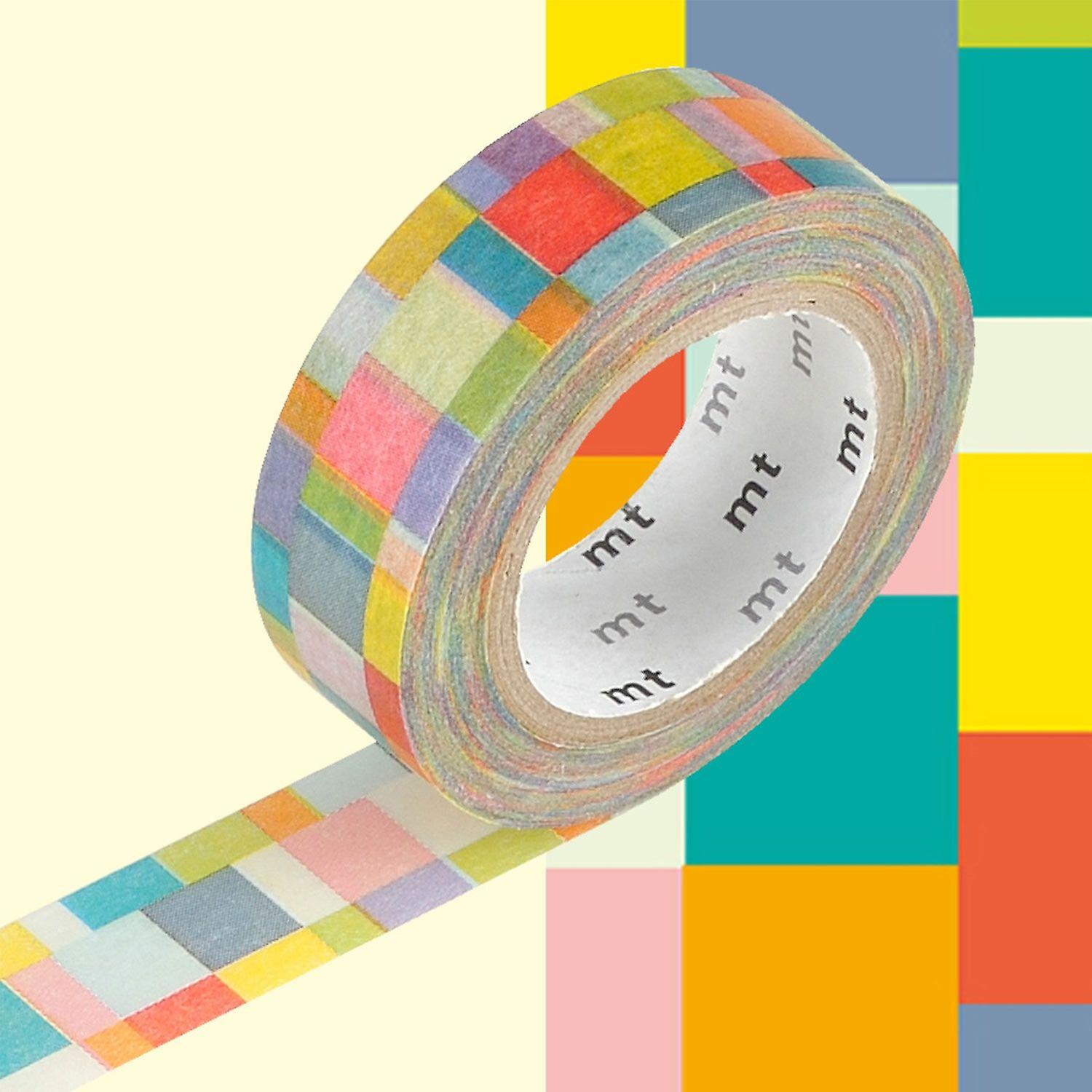 Masking tape mosaic bright colours - 1,5 cm x 7 m