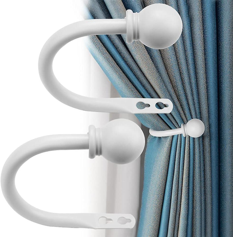 A set of 2 white curtain bracket metal hooks to enhance the convenience of curtain installation