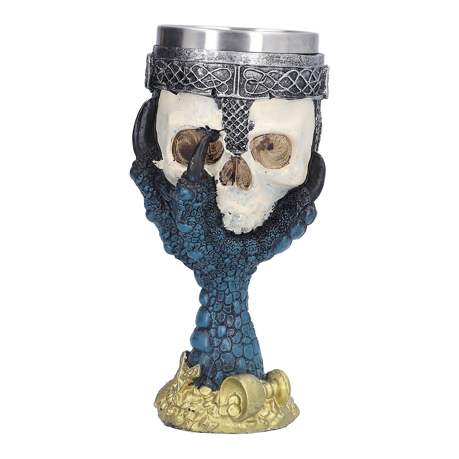 Skull Head Goblet with Stainless Steel Inner Claw Skull Cup for Home Bar Decor and Unique Drinkware