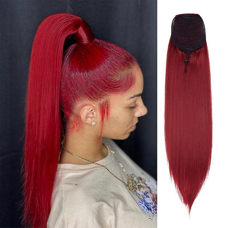 22" Yaki Straight Drawstring Ponytail Extension For Women