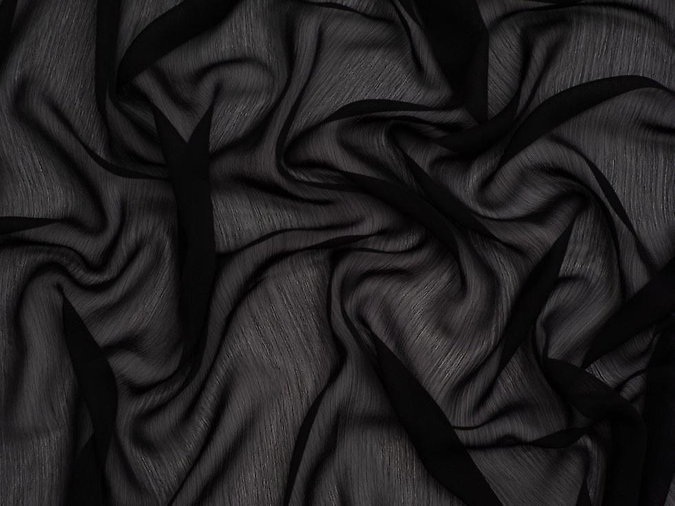 1.45m Minerva Core Range Yoryu Crinkle Sheer Chiffon Fabric  Black - per metre