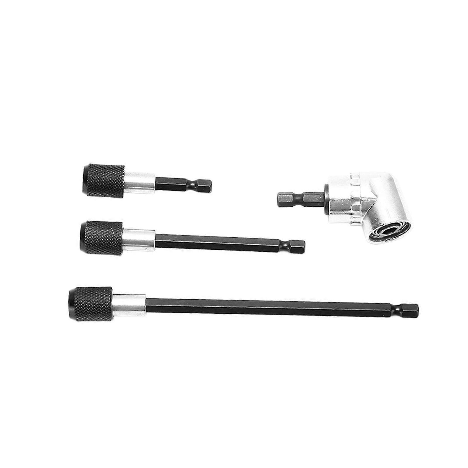 4Pcs Drill Bit Extension Magnetic 1/4in Hex Shank 105° Adjustable Adapter Tool Set Kit