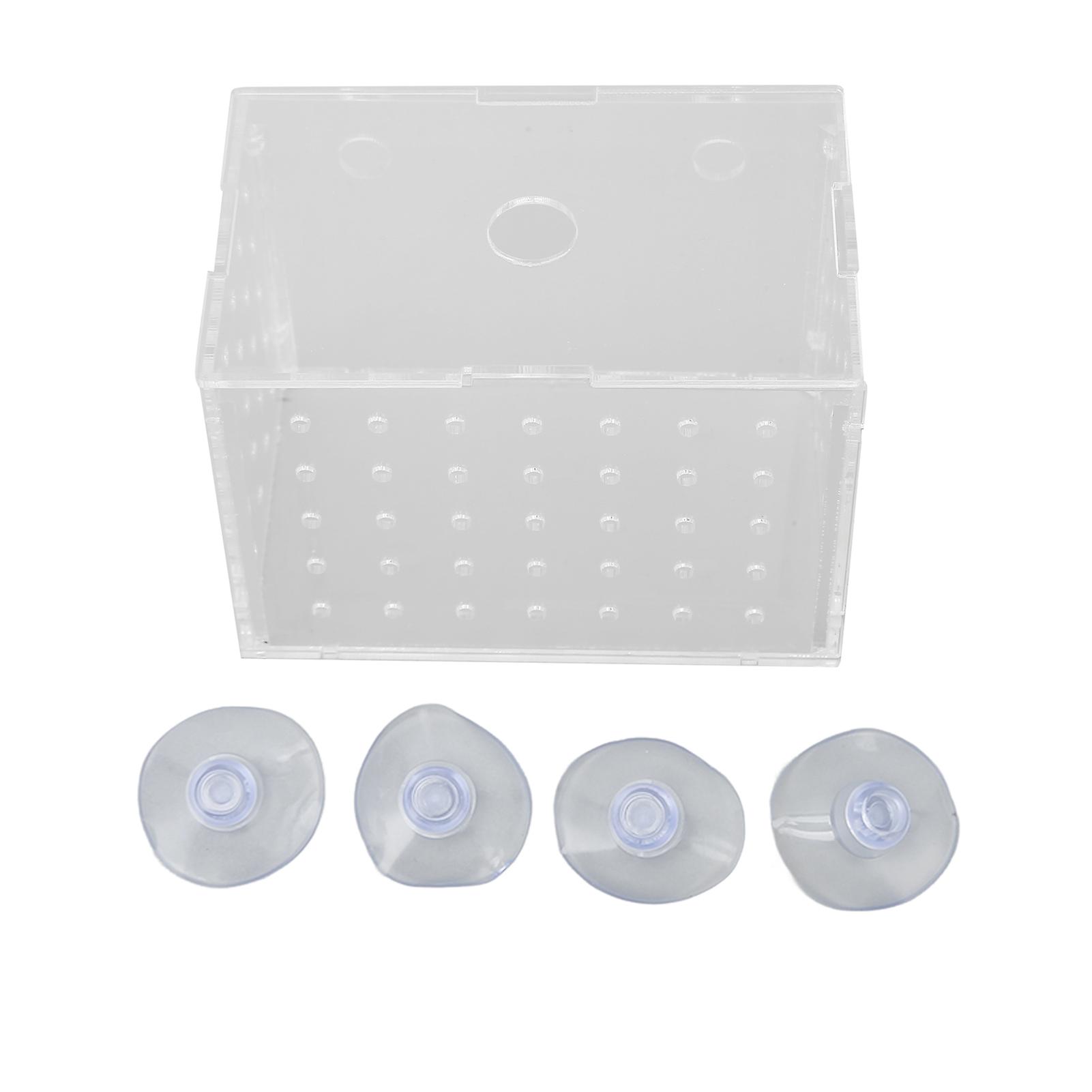 Fish Breeder Box High Transparency Acrylic Hatchery Incubator Tank with Suction Cups for Baby Fishes Shrimp Clownfish 11x7x8cm / 4.3x2.8x3.1in