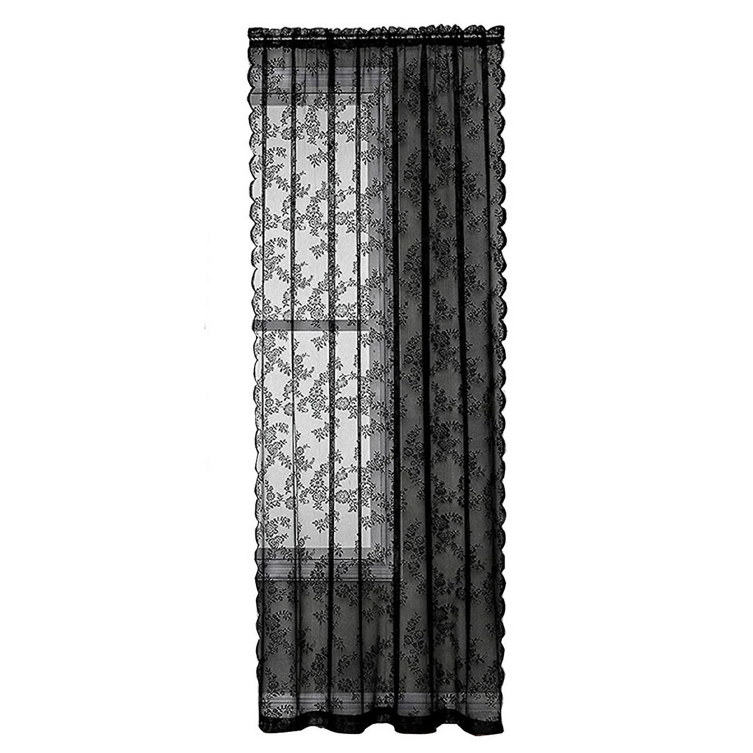 Lace Curtain Good Air Permeability Sunscreen Extra Soft Decorative Tear Resistant Floral Patterned B