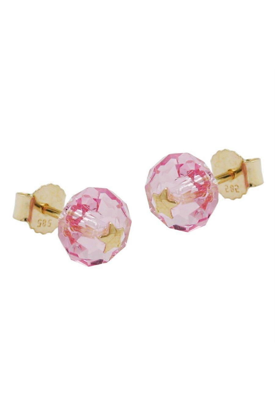 Stud Earrings Crystal Pink Star 14k Gold - Gl431207