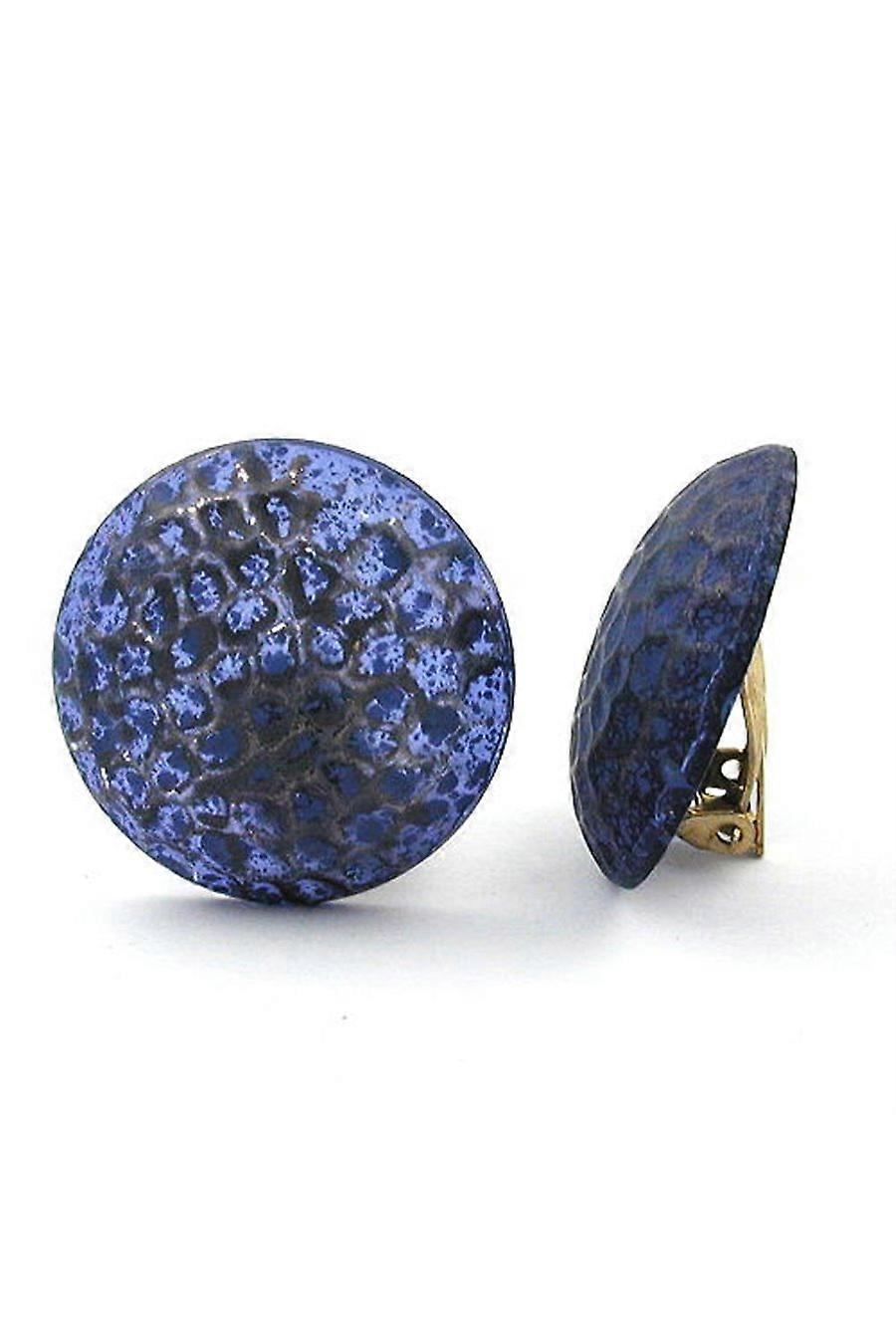 Clip-on Earring Round Dark Blue - Gl06076