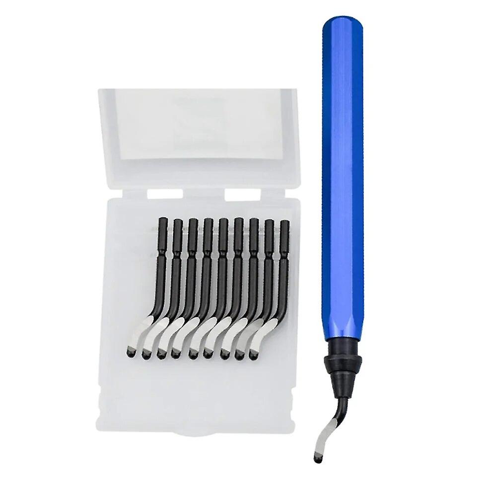 RB1000 Burr Handle Metal Deburring Tool Handle Remover Cutting Tool with 10pcs Rotary Deburr Blade DeburRed for Aluminum Copper~9349