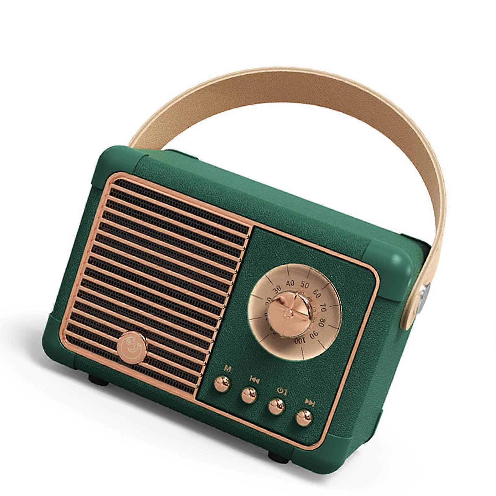 Compact Portable Retro Bluetooth Speaker Green with HIFI Sound
