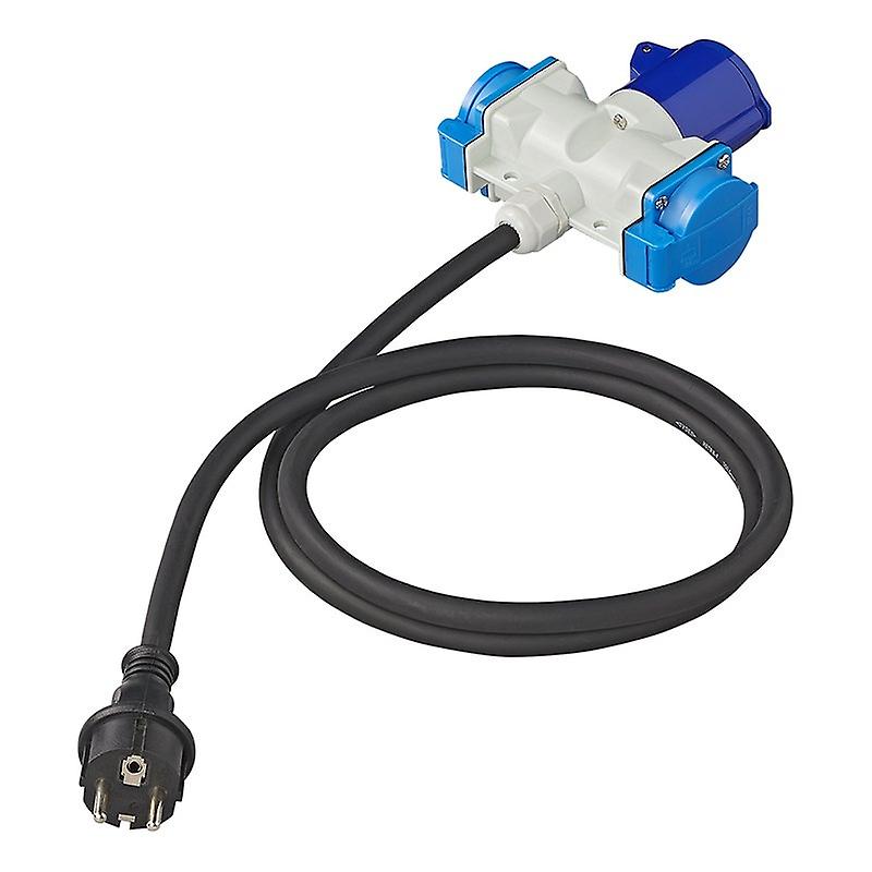Adapter cable 150cm 3x2.5mm² from Schuko connector to 1xCEE + 2xSchuko socket