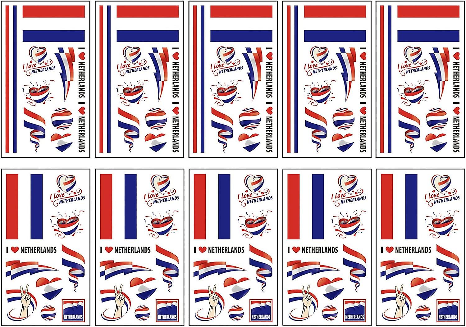 10 Sheets Netherlands Tattoos Stickers Netherlands National Flag Tattoos,Face Body Temporary Tattoo