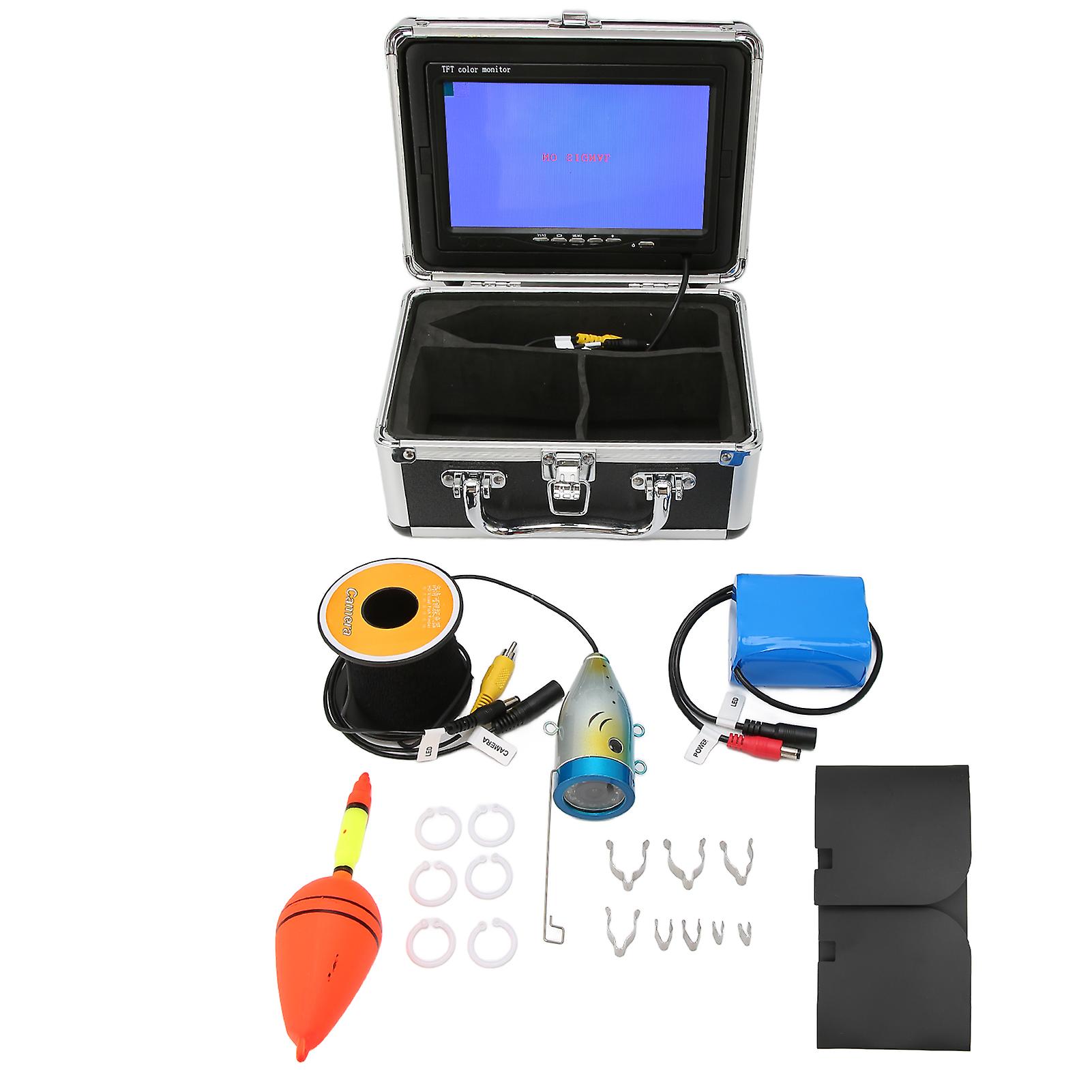 7 Inch Portable Underwater Fishing Camera LED White Light 1200TVL LCD Monitor Fish Finder for Fishing 100‑240VEU Plug 30m/98.4ft