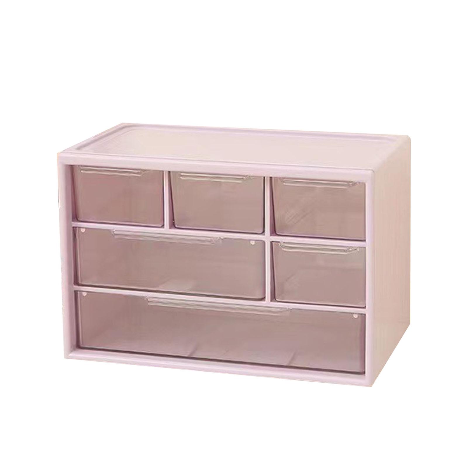 Desktop Storage Box Plastic Space Saving Large Capacity Desktop Drawer Organizer for Dressing Table Office School Purple