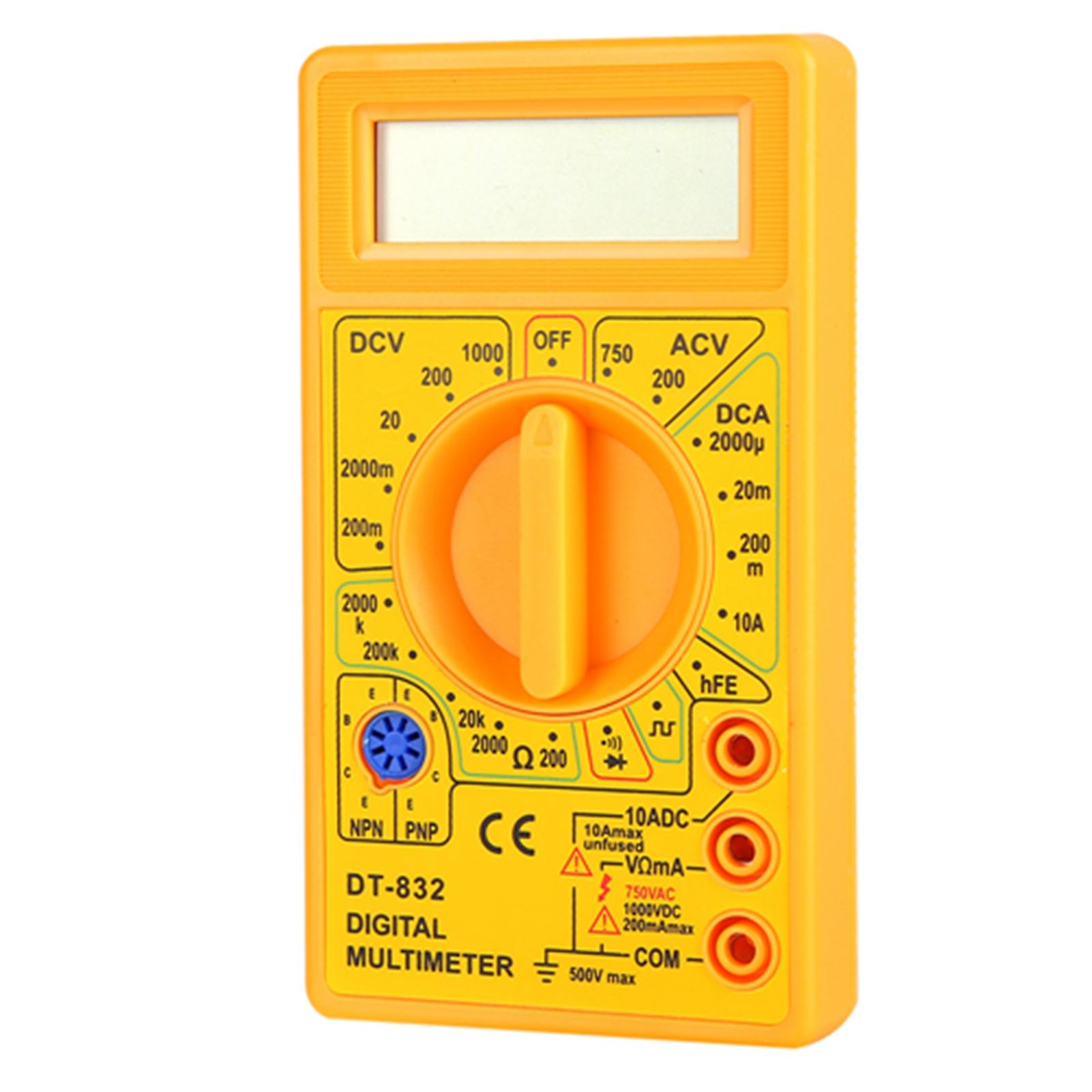 DT-832 Digital Multimeter Tester Yellow 123x67x20mm Pocket