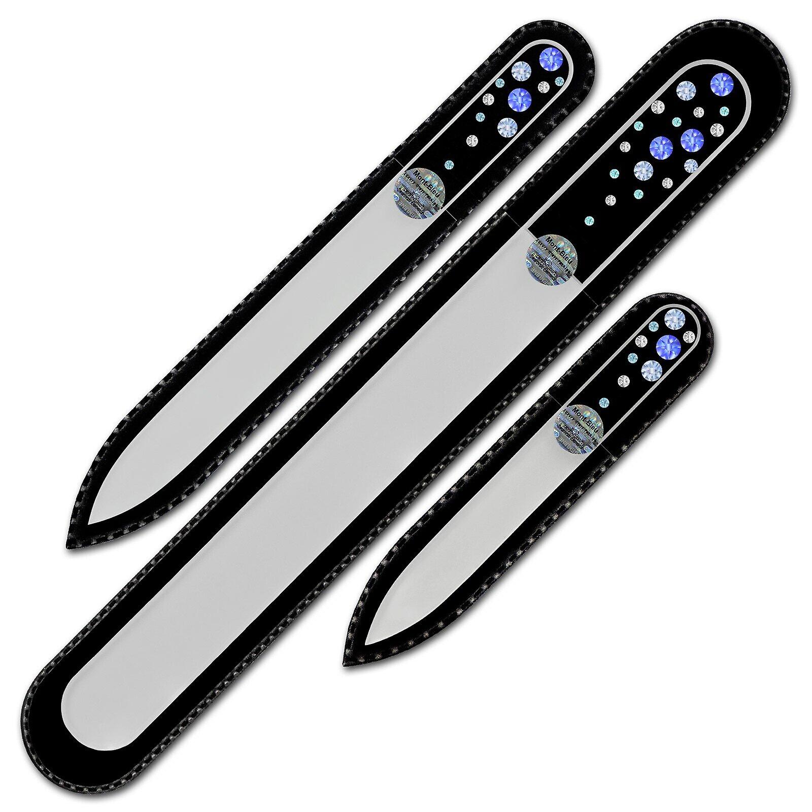Set of 3 Transparent Crystal Nail Files with crystals W-BMS - Sapphire - Light Sapphire