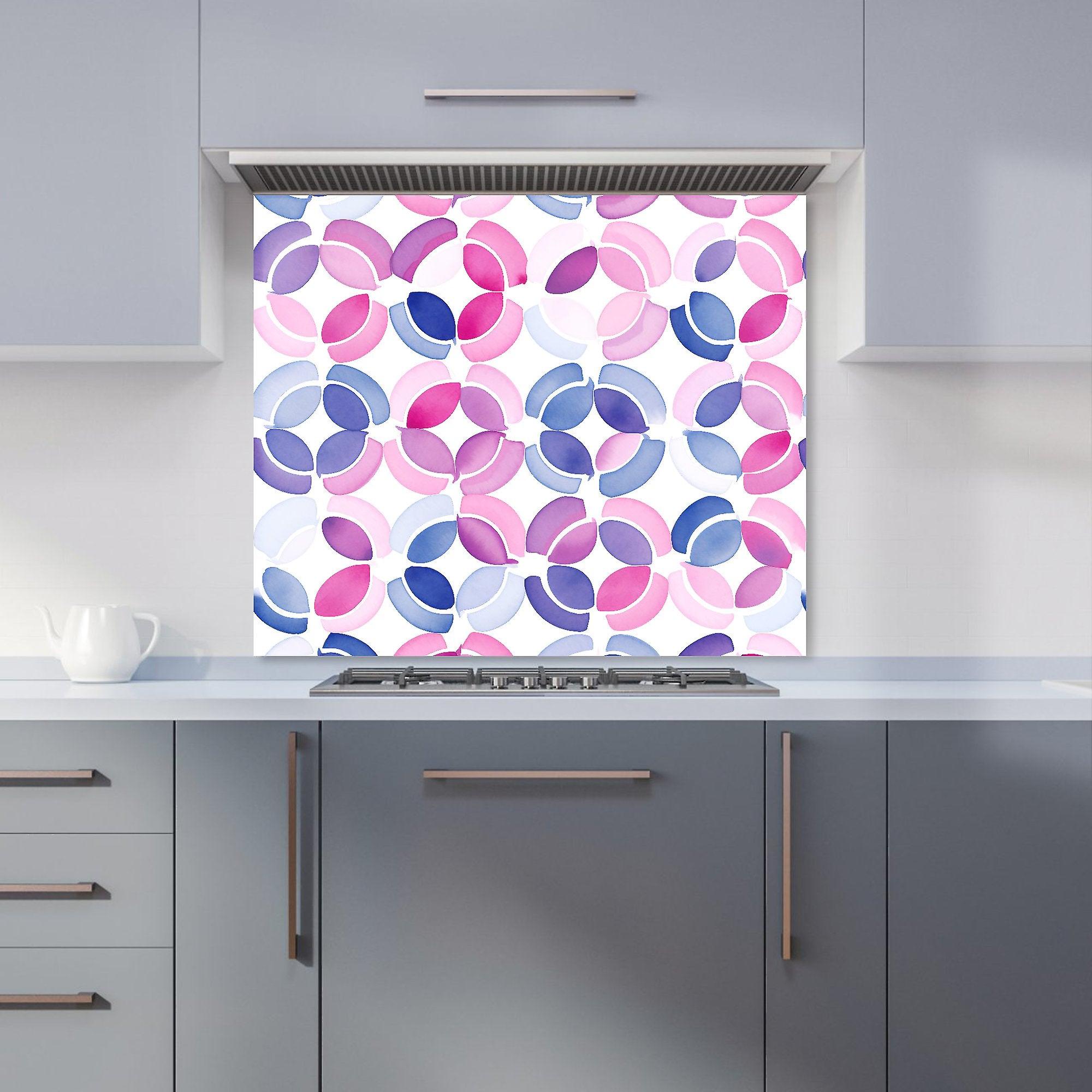 Interlocking Pink Blue Shape Kitchen Splashback