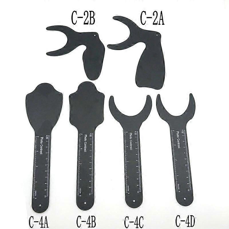 6PCS/set Dental Orthodontic Black Background Photo Image Contrast Board Oral Cheek Plate With Scale Mark Autoclavable Instrument