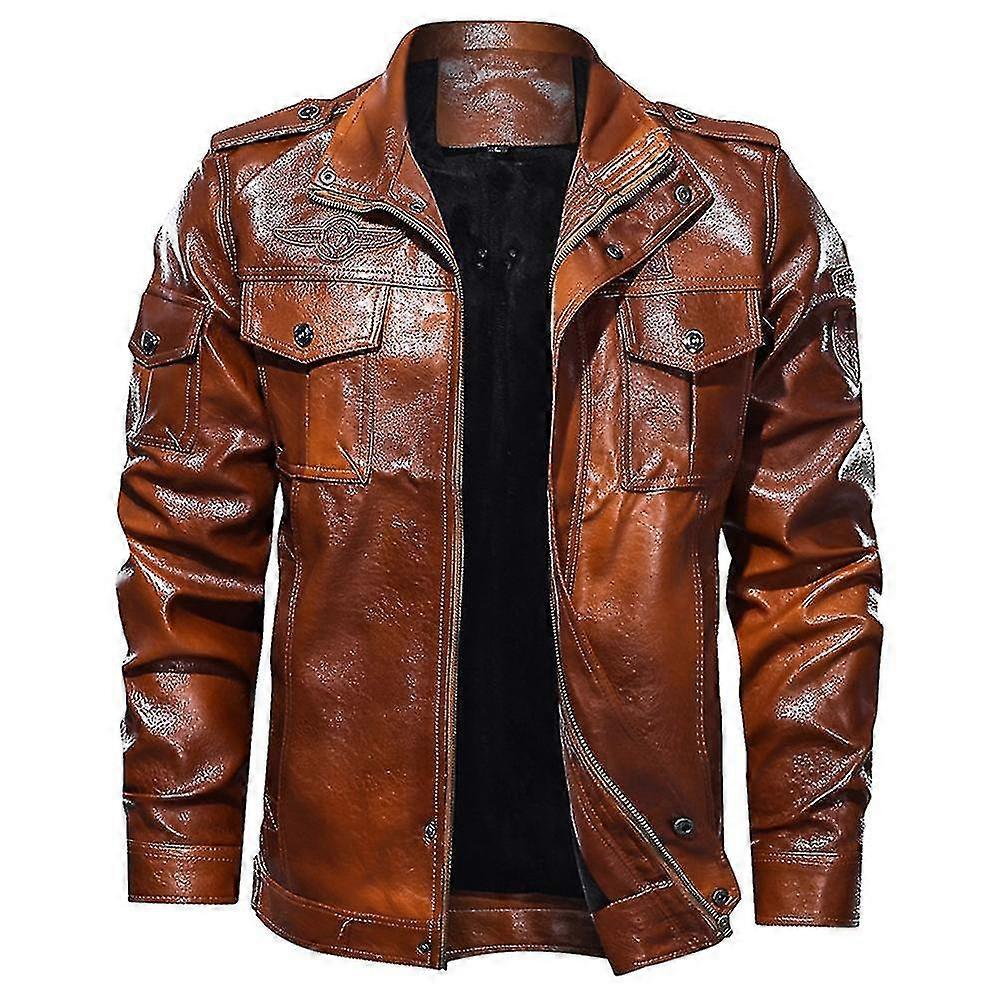 Men Motorcycle Jacket Faux Leather Biker Coat
