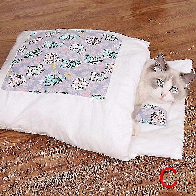 따뜻한 고양이 침낭 이동식 고양이 침대 겨울 따뜻한 고양이 집 작은 애완 동물 침대