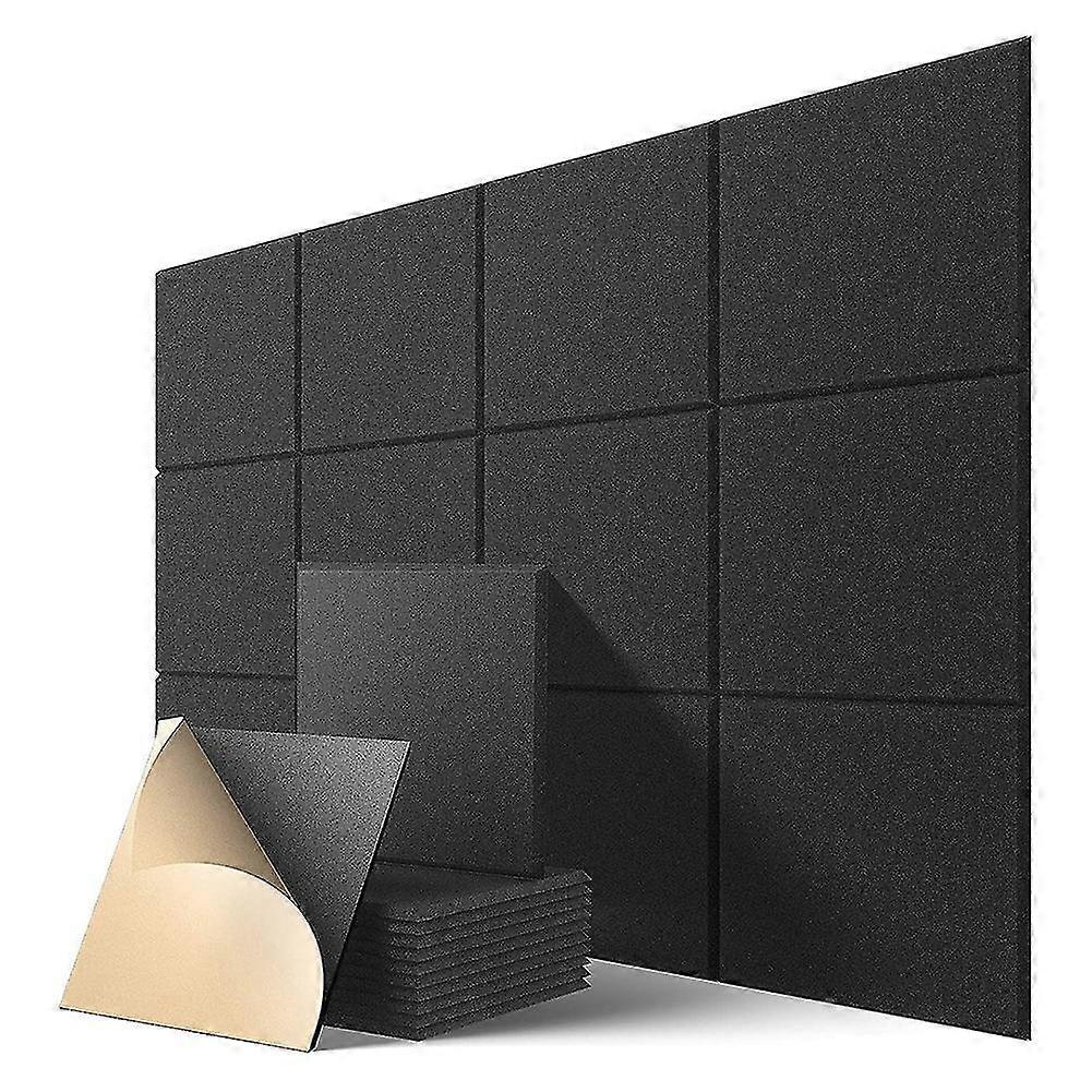 لوحات صوتية ذاتية اللصق 12 حزمة ، 12 × 12 × 0.4 بوصة حشوة مقاومة للصوت ، لوحة امتصاص الصوت