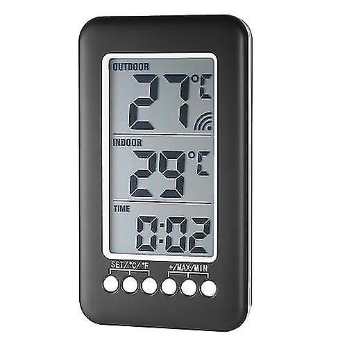 Lcd / Digital Wireless Indoor/outdoor Thermometer Clock Temperature Meter With Transmitter