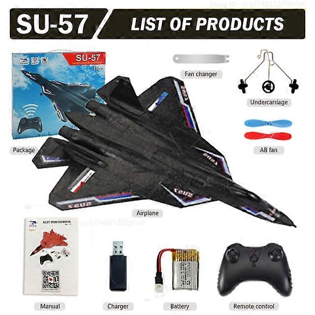 RC Plane SU-57 with Led Light 2.4G Electric Remote Control Glider Radio Airplanes EPP Foam Aircraft Toys for Kids