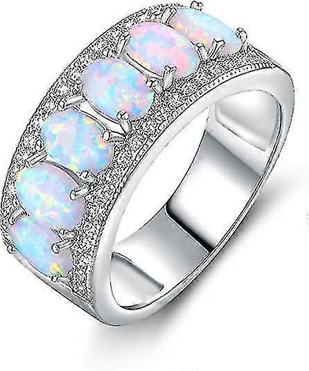 Oval-cut Created Opal Cubic Ring (comes In Plated)