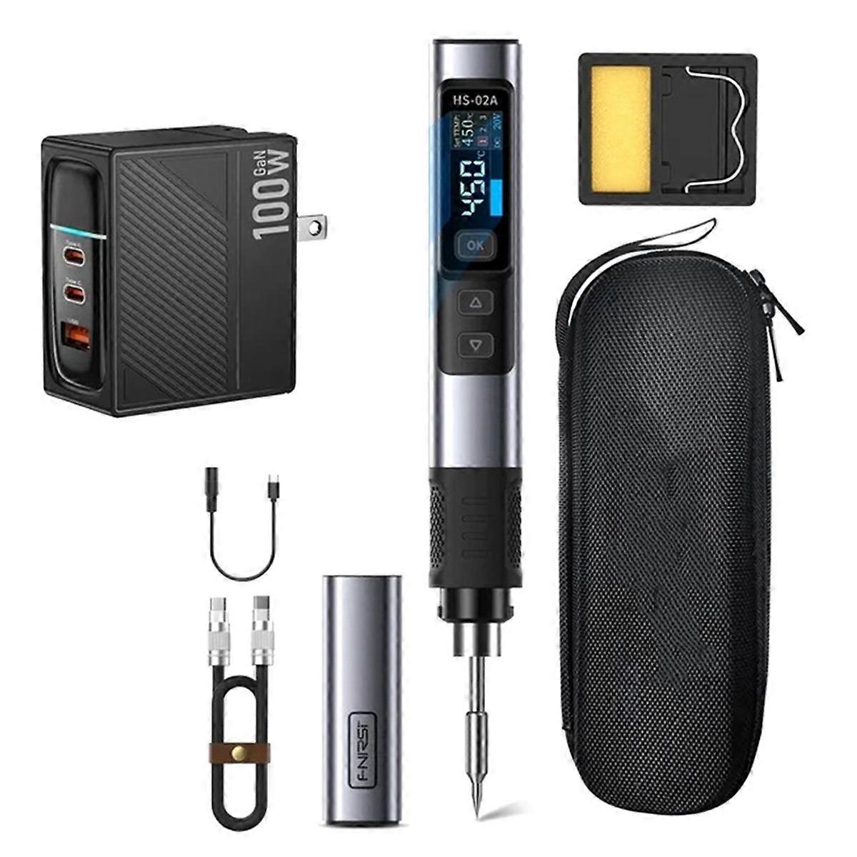-02 Adjustable Temperature Soldering Iron 100-450 PD 90W Portable Repair Tool US PLUG