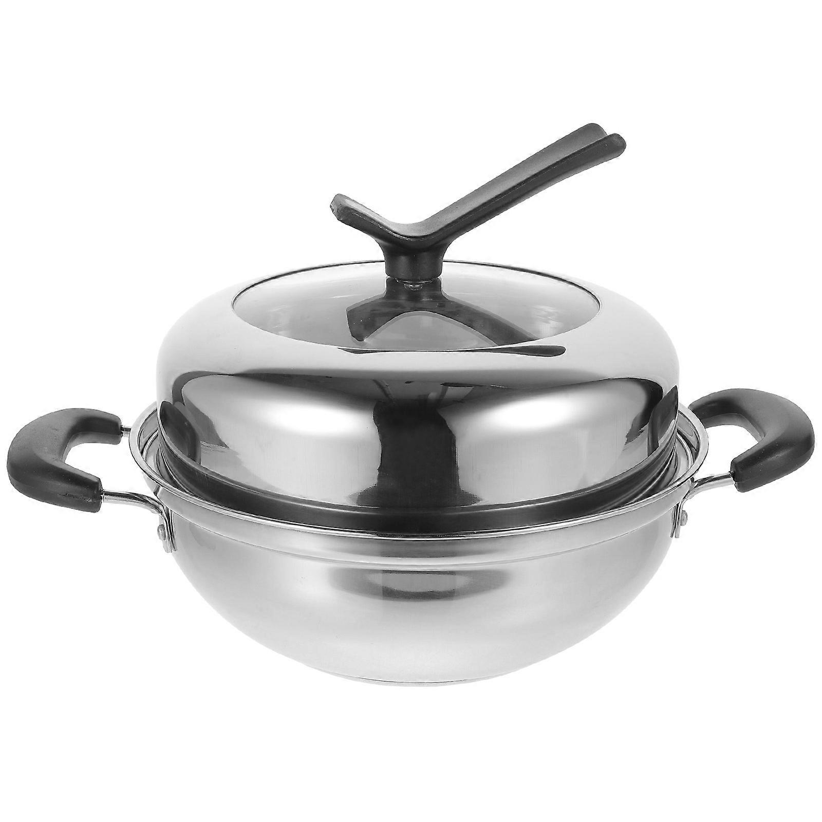1 Set Kitchen Steamer Food Steaming Cookware Lidded Steaming Pot Soup Cooking Pot