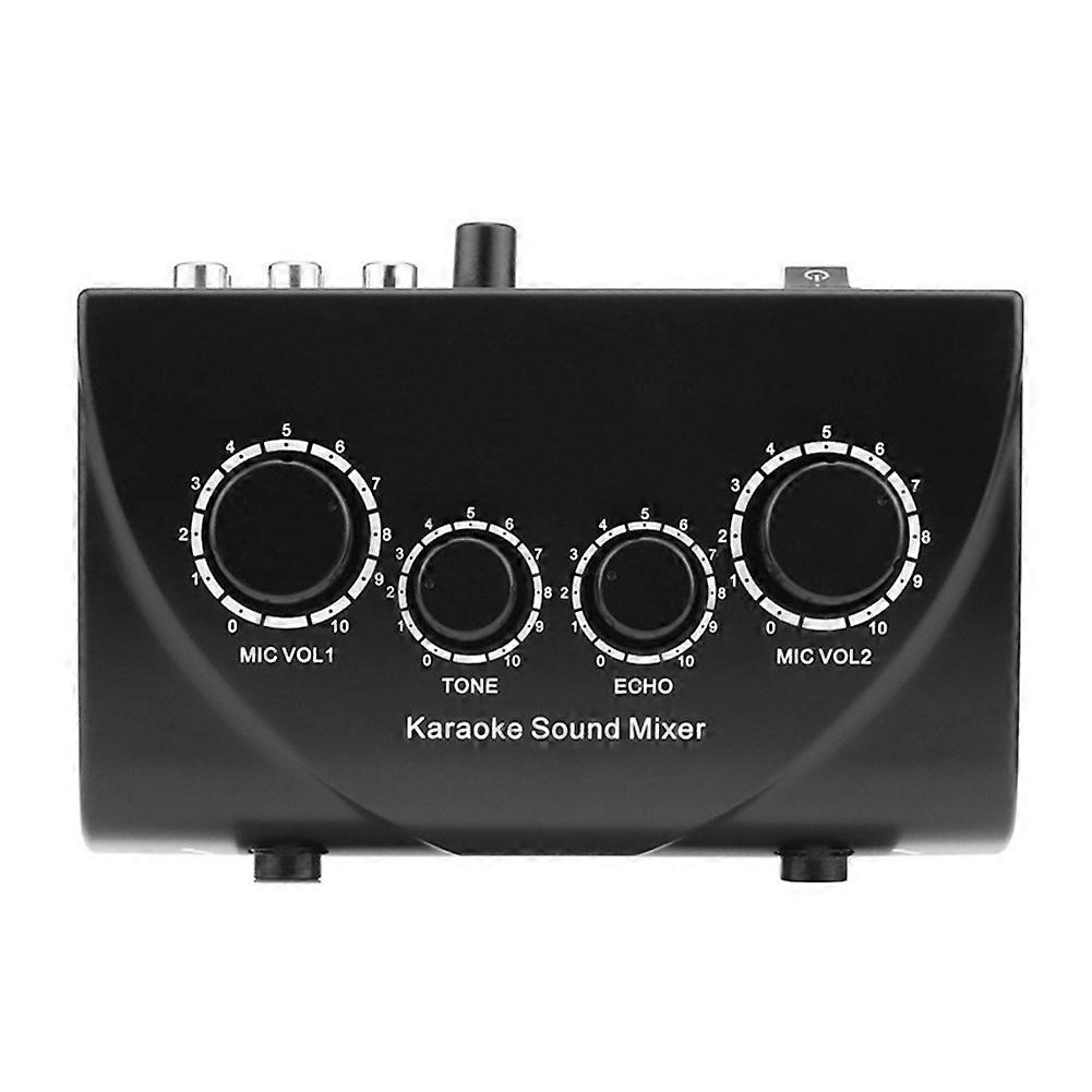 Karaoke Sound Mixer Portable Sound Mixer Professional Audio System Karaoke Dual Mic Inputs Audio Sound Mixer Black (EU)