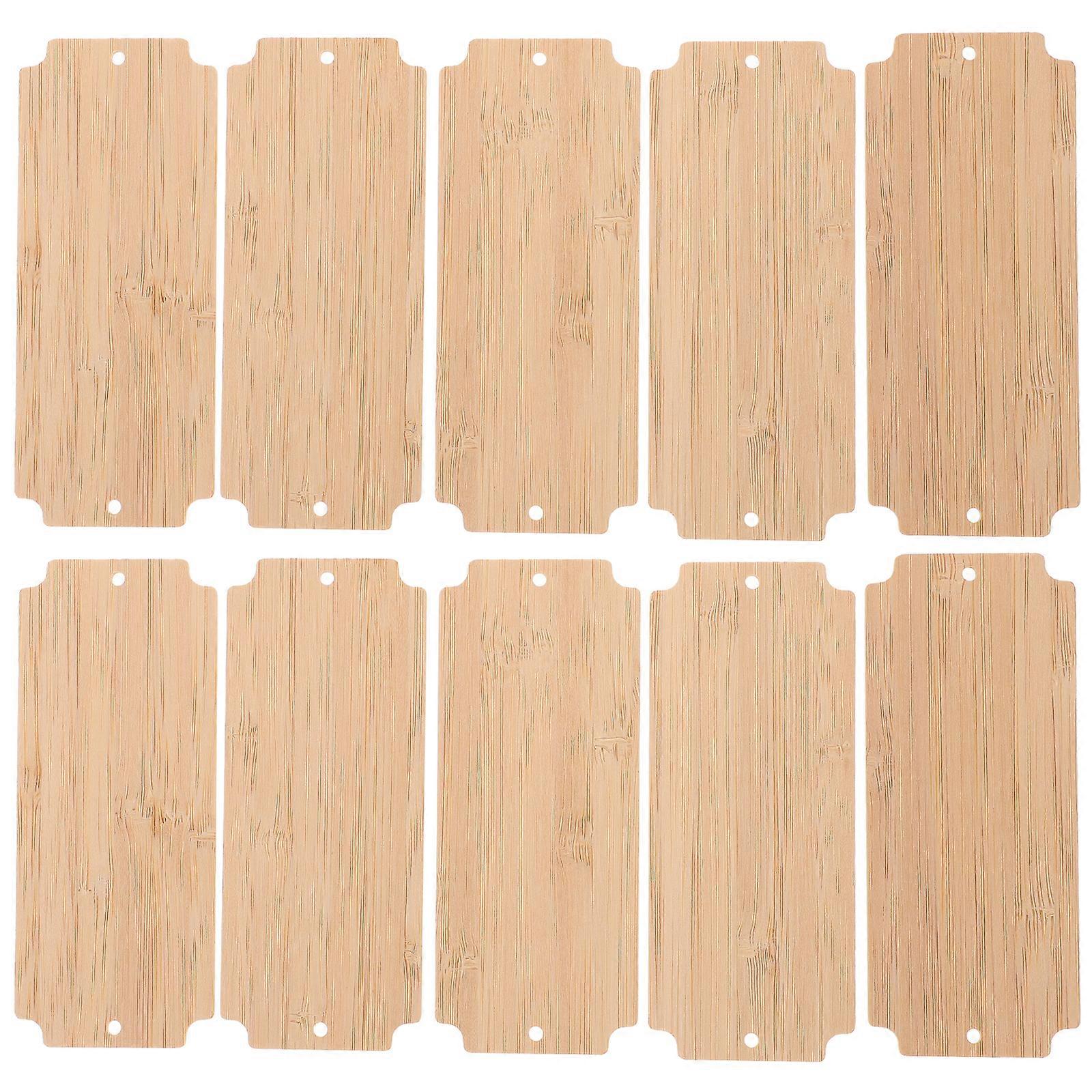 10Pcs Unfinished Bamboo Rectangular Cutouts Blank Chips Bamboo Cutouts Blank Bamboo Craft Slices