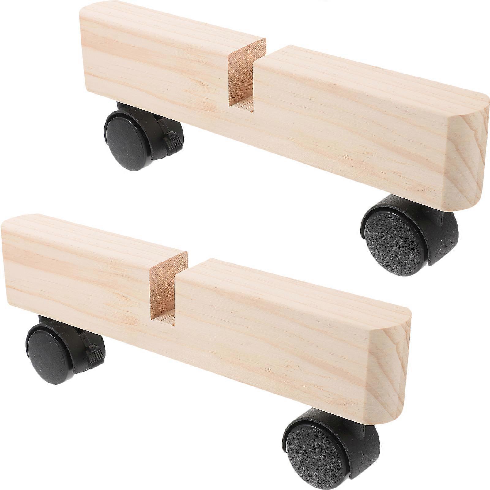 2pcs Divider Stand Replacement Divider Bracket Wooden Screen Feet Base with Roller