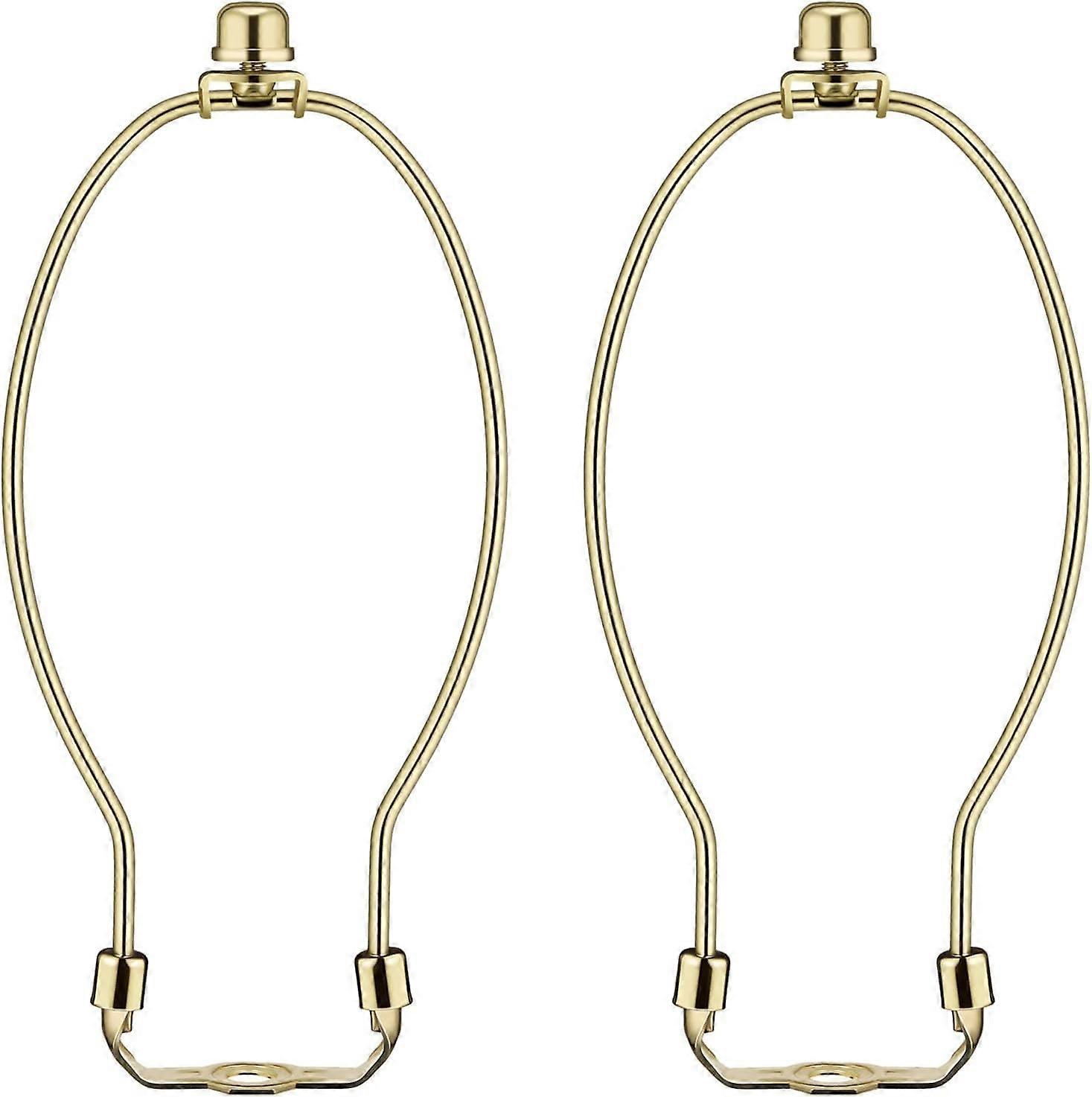 2 Set Brass Lamp Harp Holder with Lamp Finials and Standard Saddle Base Detachable Heavy Duty Metal Horn Frame Lampshade Bracket for Table and Floor L