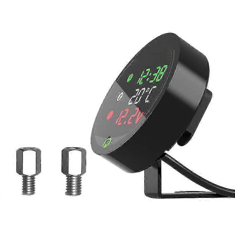 5 In 1 Motorcycle Water Temperature Meter Usb Rechargable Time Voltmeter Led Night Vision Meter With