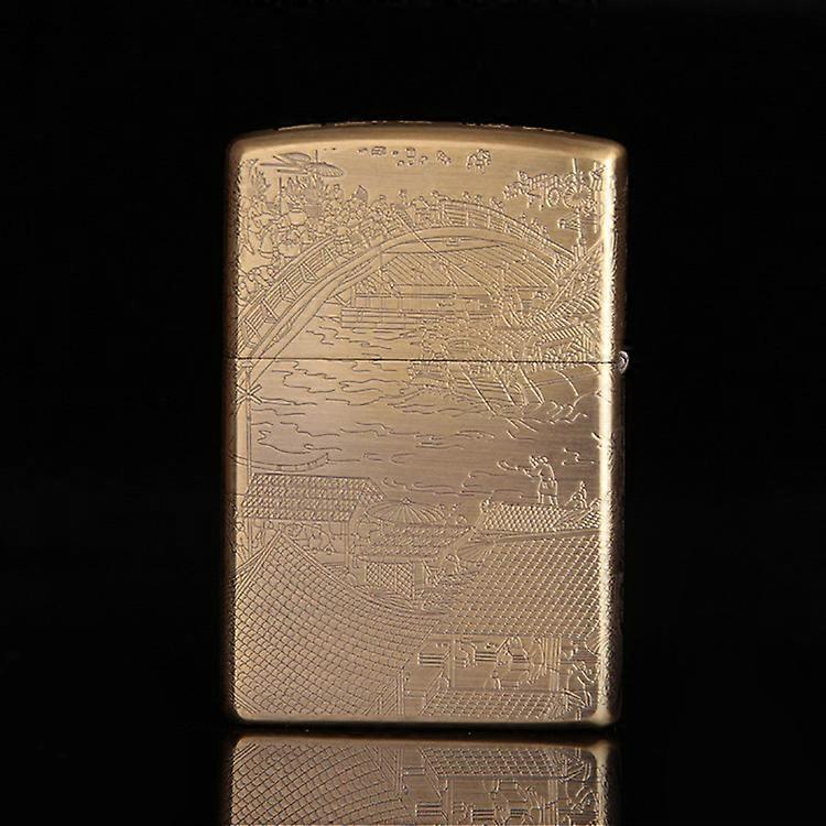 Zoruo Zj003 Collection Grade Qingming Shanghe Map Side Word Five-Side Carved Pure Copper Metal Windproof Kerosene Lighter