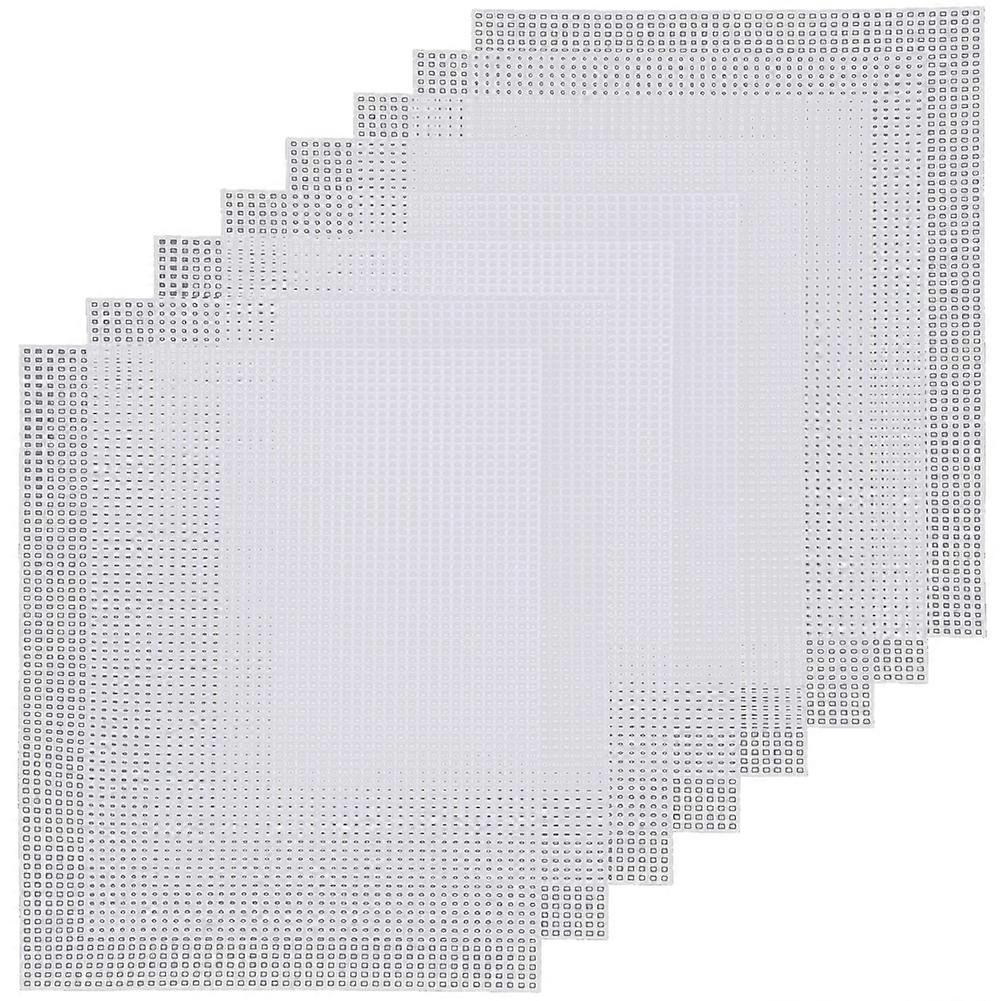Canvas Pads 8 Stück weißes rechteckiges Kunststoff-Mesh-Sheet Flexible Kunststoff-Leinwand für DIY-Bastel-Embroid