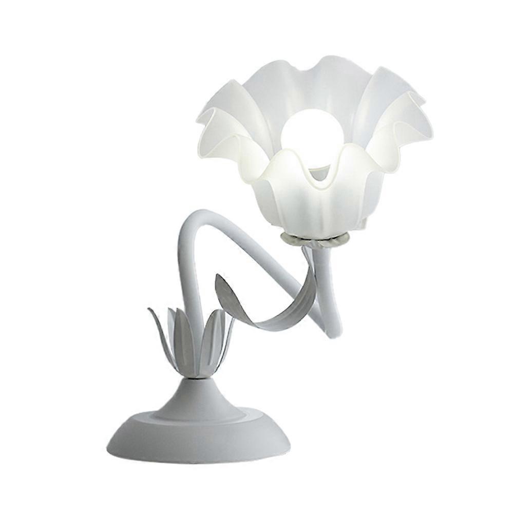 Cute Flower Table Lamp, 3 Color Temperature Table Lamp with LED Bulb Retro Bedside Lamp US Plug Whi
