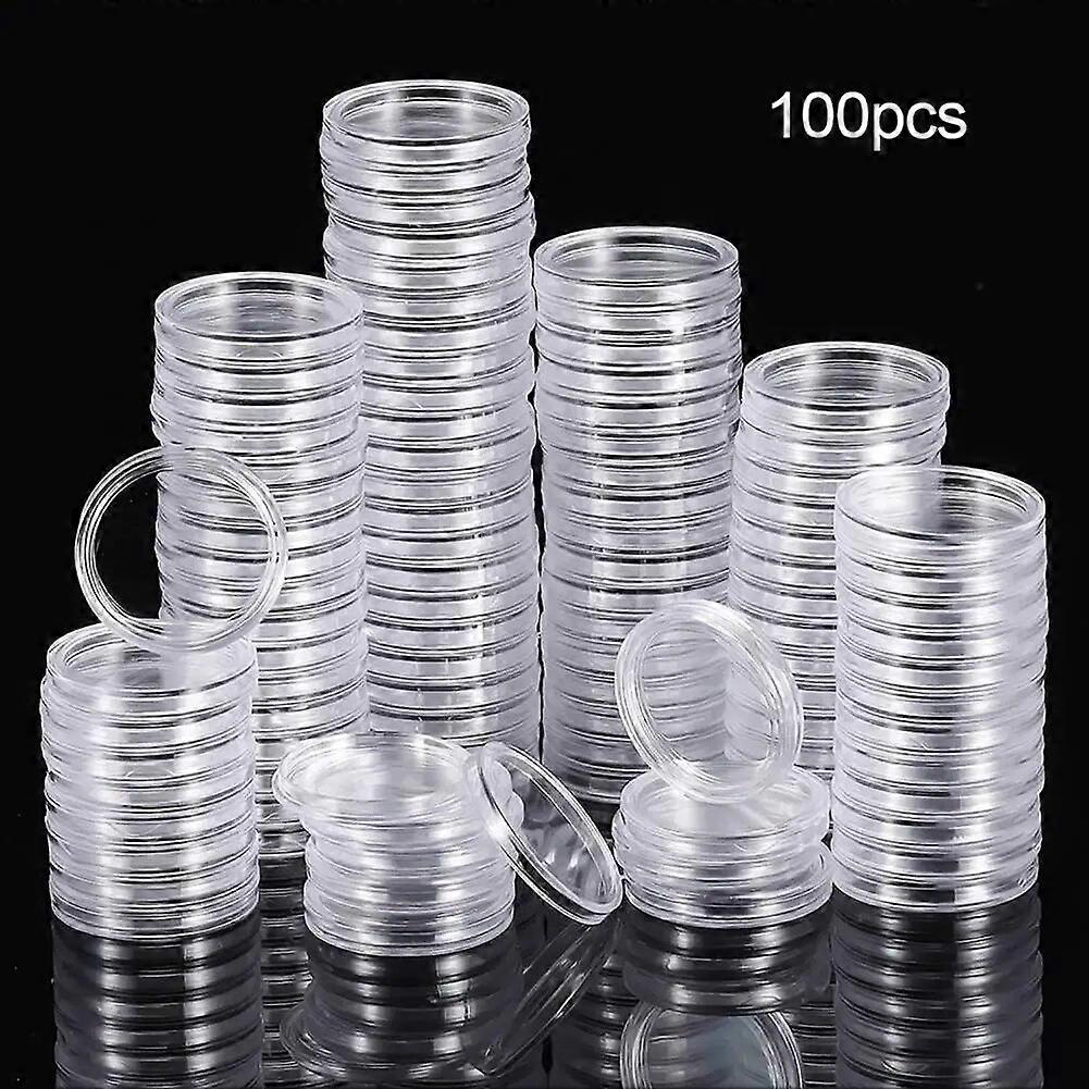 100Pcs 25mm Transparent Plastic Coin Capsules Storage Box Coin Collecting Box Case For Coin Holder Protection Boxes Container