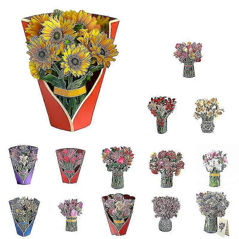Pop Up Bouquet de fleurs Carte de vœux Cadeau de fête des mères