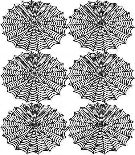 6 Pcs Halloween Spider Web Placemats- 38cm Heat Insulation Halloween Placemats Spider Web Table Mats- Hollow Out Spiderweb Coasters Placemat for Dinin