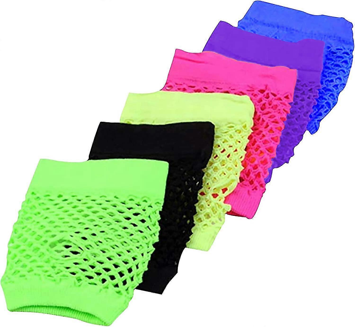 13 Styles 80s Fishnet Gloves, Net Fingerless Neon Gloves With Stretchable
