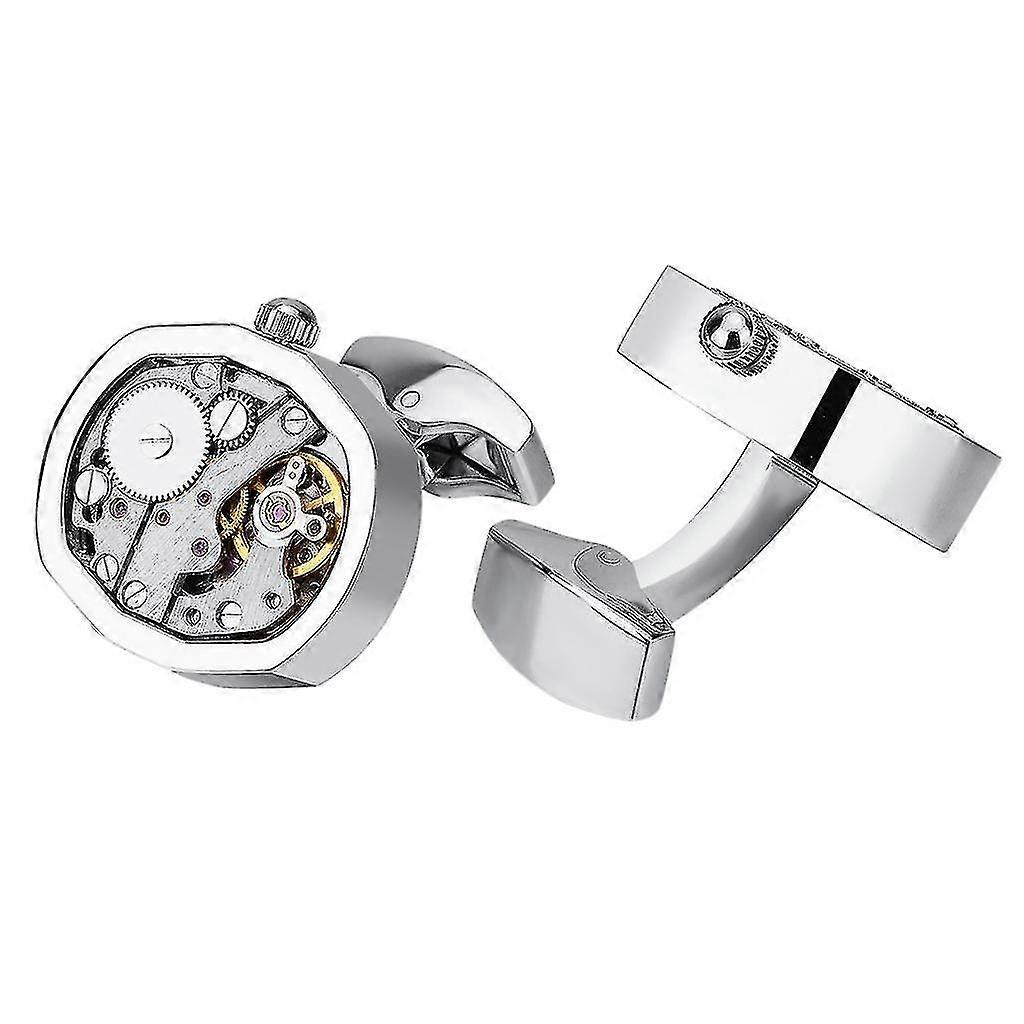Steampunk Watch Movement Shaped Cufflinks Mens Shirt Vintage Gear