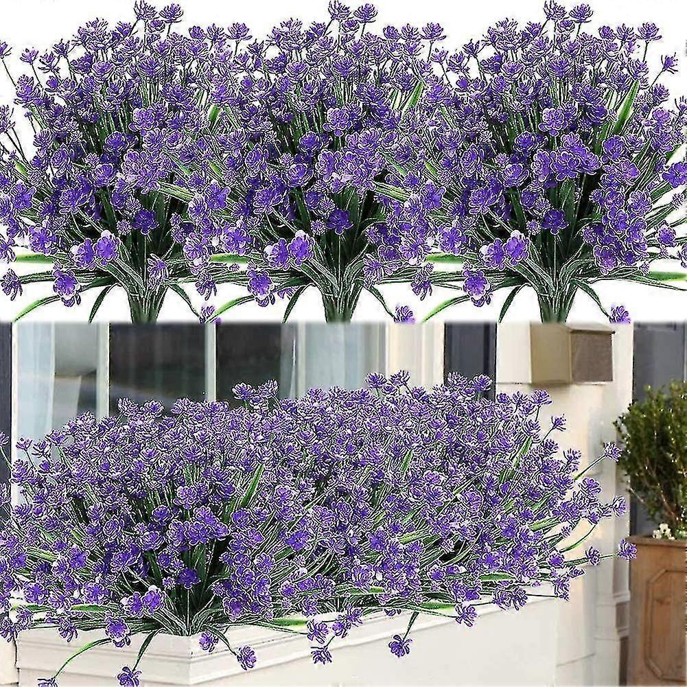 8 buntar konstgjorda blommor utomhus, buskar, UV-resistenta växter, konstgjorda plastväxter