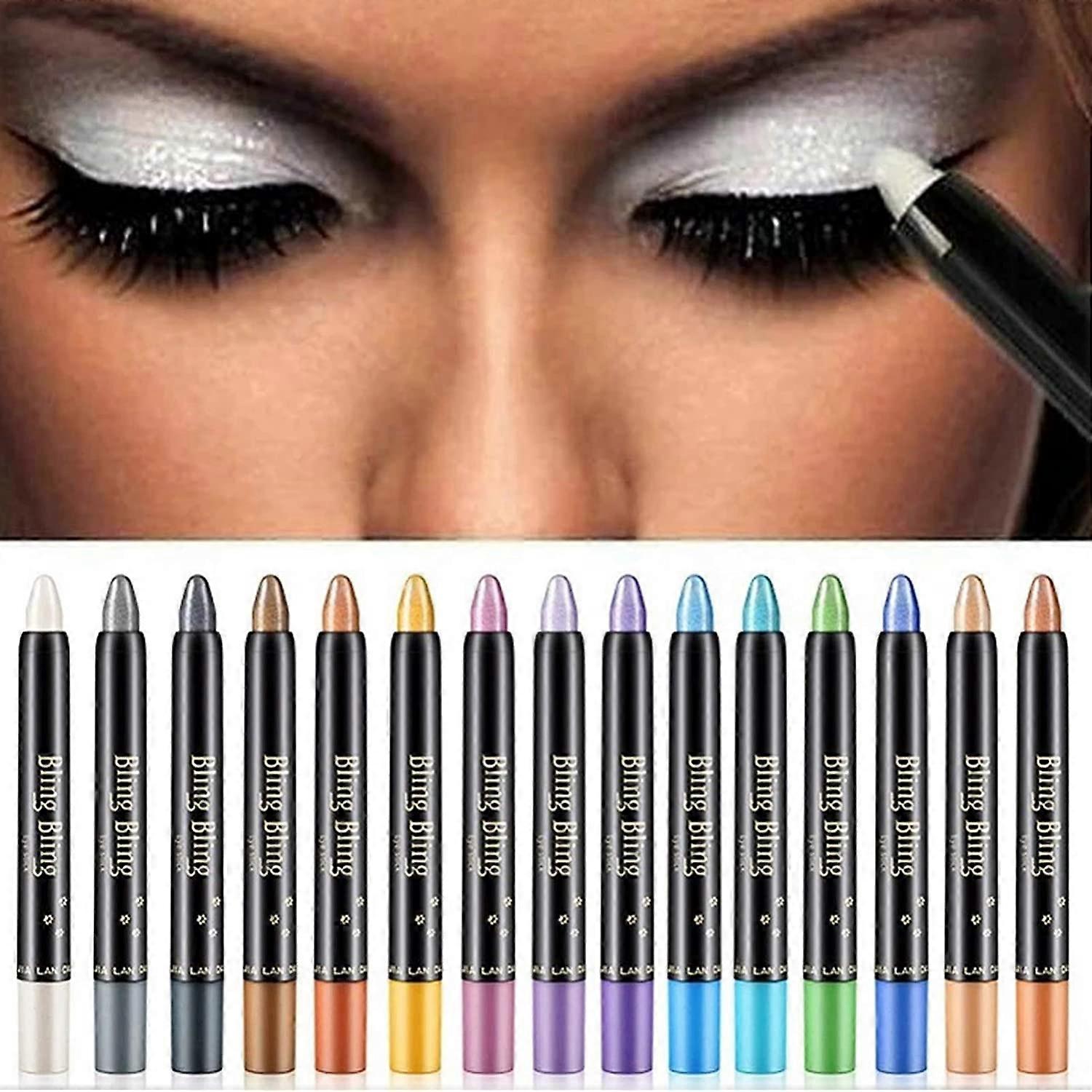 Eyeshadow Pencils for Women Eyeshadow Pen Glitter Eyeshadow Stick Waterproof Shiny Colored Sticks Ultra Pigmented Makeup Eye Shadow Powder Long Lastin