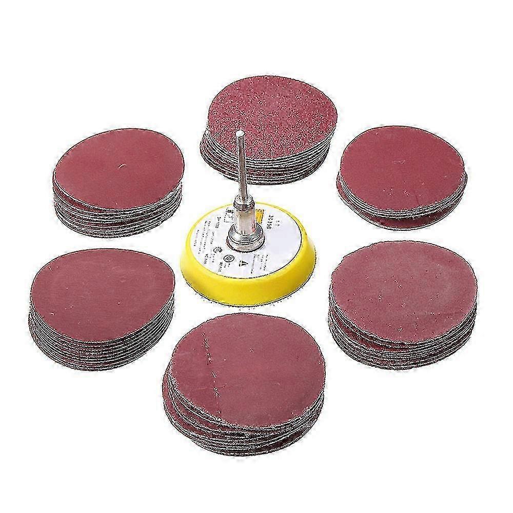 60pcs 50mm Sanding Disc Sandpaper With Backing Pad For Dremel Rotary Tools