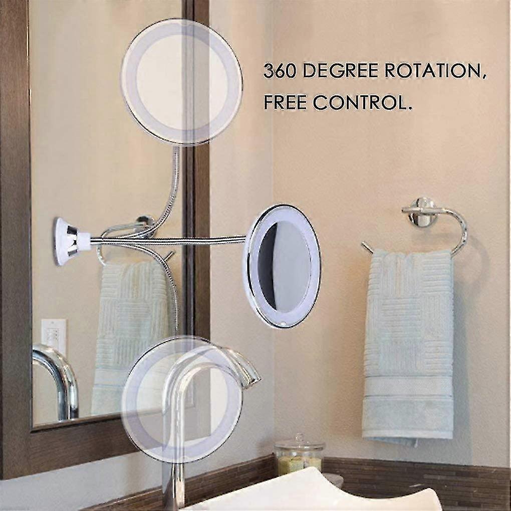 Vanity Mirror 10x Magnification Led Lighted Powerful Suction Cup