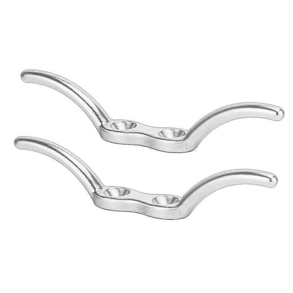 Stainless Steel For Marine Yacht Boat Dock Cleats Mooring Cleat Deck Rope(silver)(2pcs)